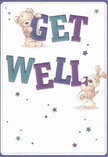 Brimming with charm and light, this get well card offers a visual hug to anyone in need around Kensal Green. Two lovable characters-a huggable teddy bear and a sprightly puppy-animatedly support the oversized letters spelling out 'Get Well,' their soft fur drawn with such tender care that each brushstroke seems to glow. The vibrant indigo and teal hues of the text boldly stand out against a peaceful cream background, embodying a lively optimism reminiscent of Saturday mornings near Kensal Green Station. Playful stars, scattered in twinkling blues and purples, add a touch of magic and hope, as though carrying good wishes from friends in the community. The expressive eyes and gentle postures of both bear and puppy radiate genuine affection, offering a comforting reassurance that feels as warm as a bouquet delivered on a rainy day. Each element is rendered with a skilled, careful hand, much like the thoughtful arrangements crafted at Flowers Kensal Green-every detail designed to soothe, uplift, and bring a gentle spark of comfort for recovery and renewal.